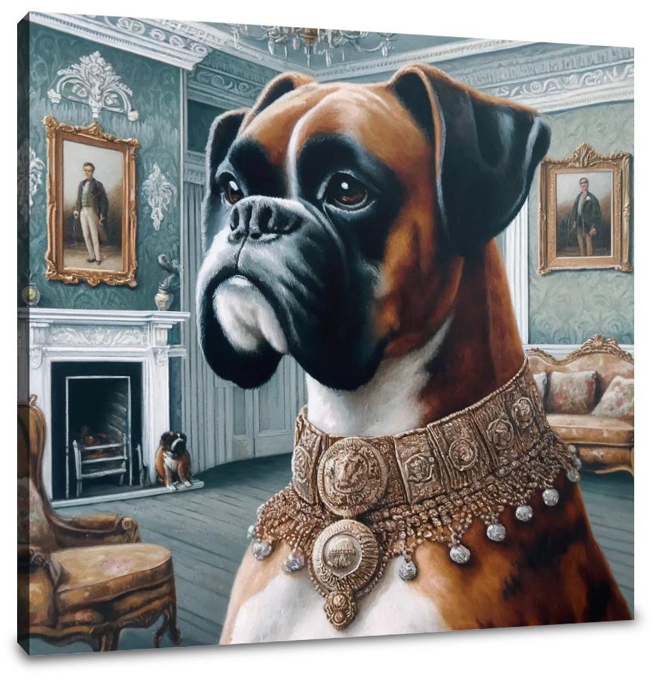 Guardian of the Manor Boxer Portrait Canvas