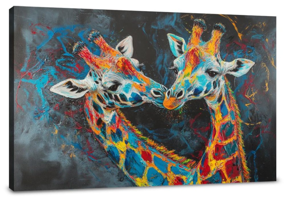 Vibrant Giraffe Duet Canvas