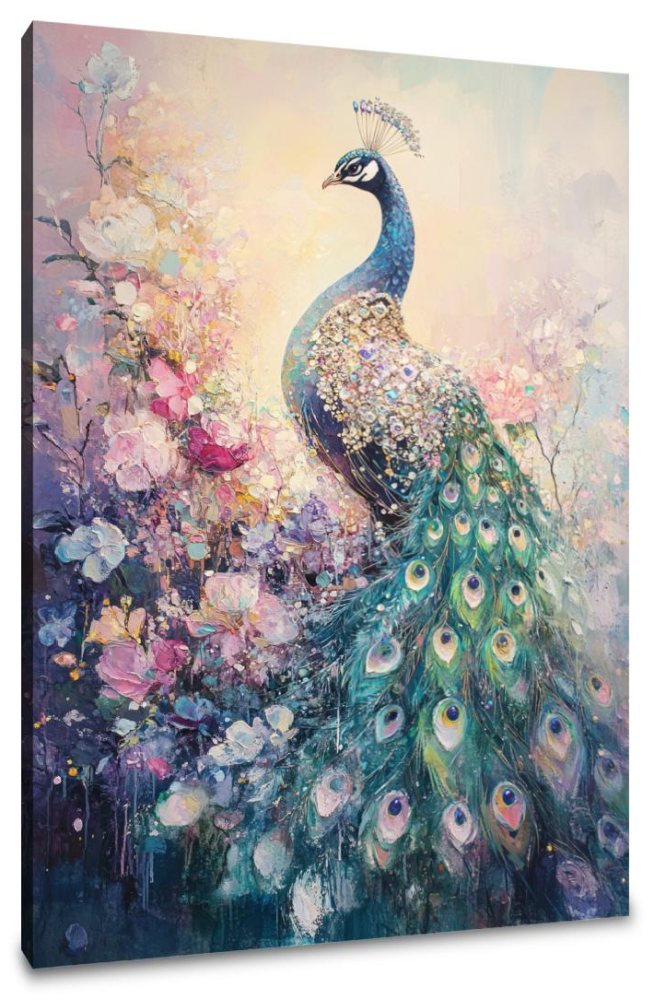 Jewel-Clad Peacock Canvas