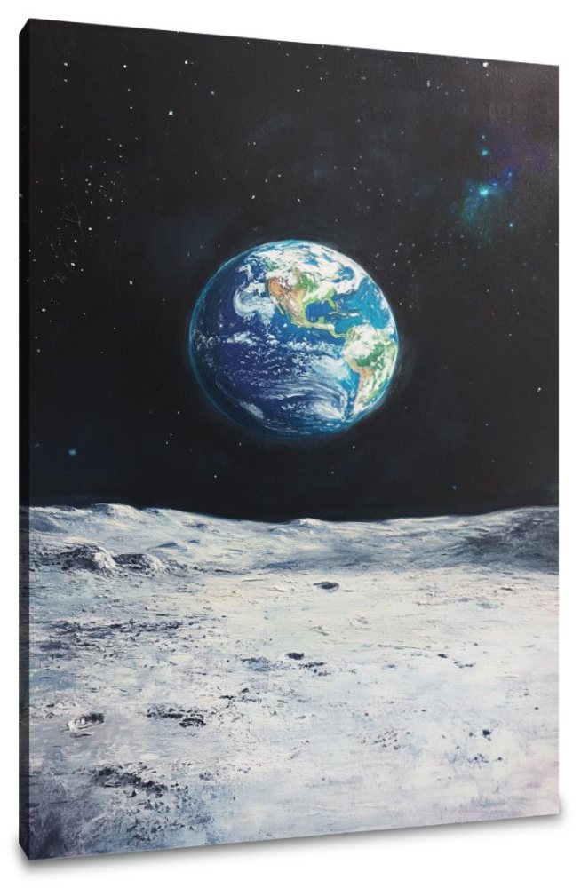 Earthrise Over Moon Canvas