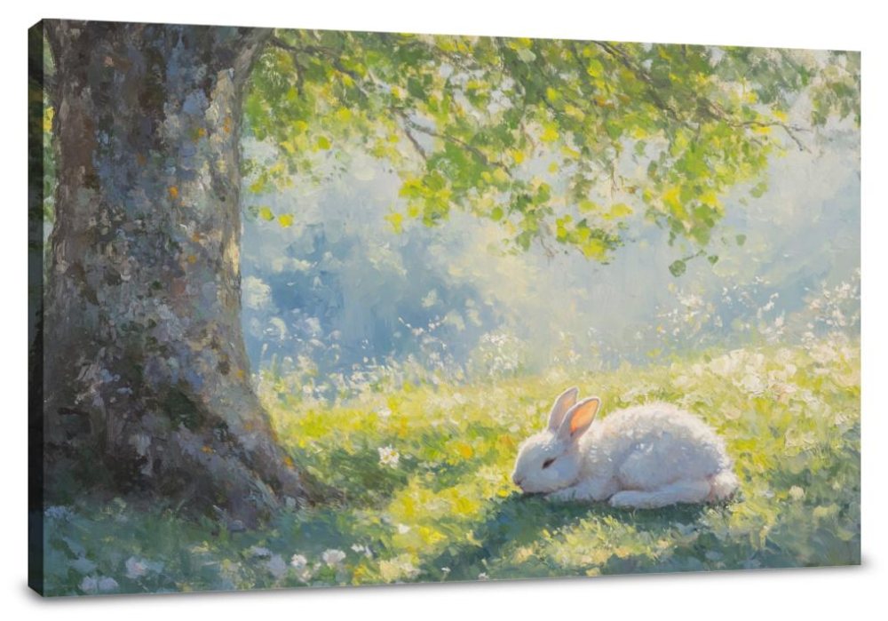 Bunny Under Spring Canvas