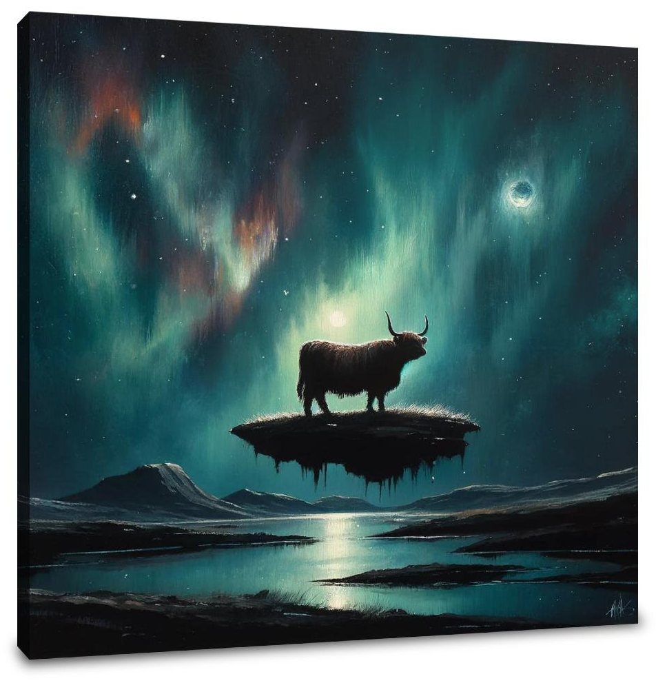 Highland Cow Mystique Canvas
