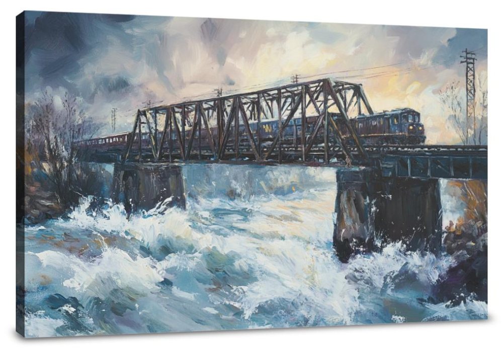 Train Over River Canvas