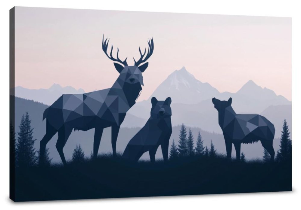 Sombre Wildlife Geometry Canvas