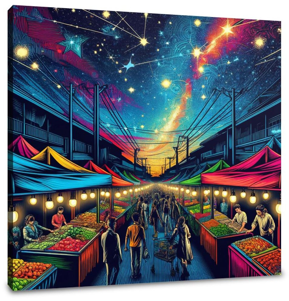 Pop Art Night Bazaar Canvas