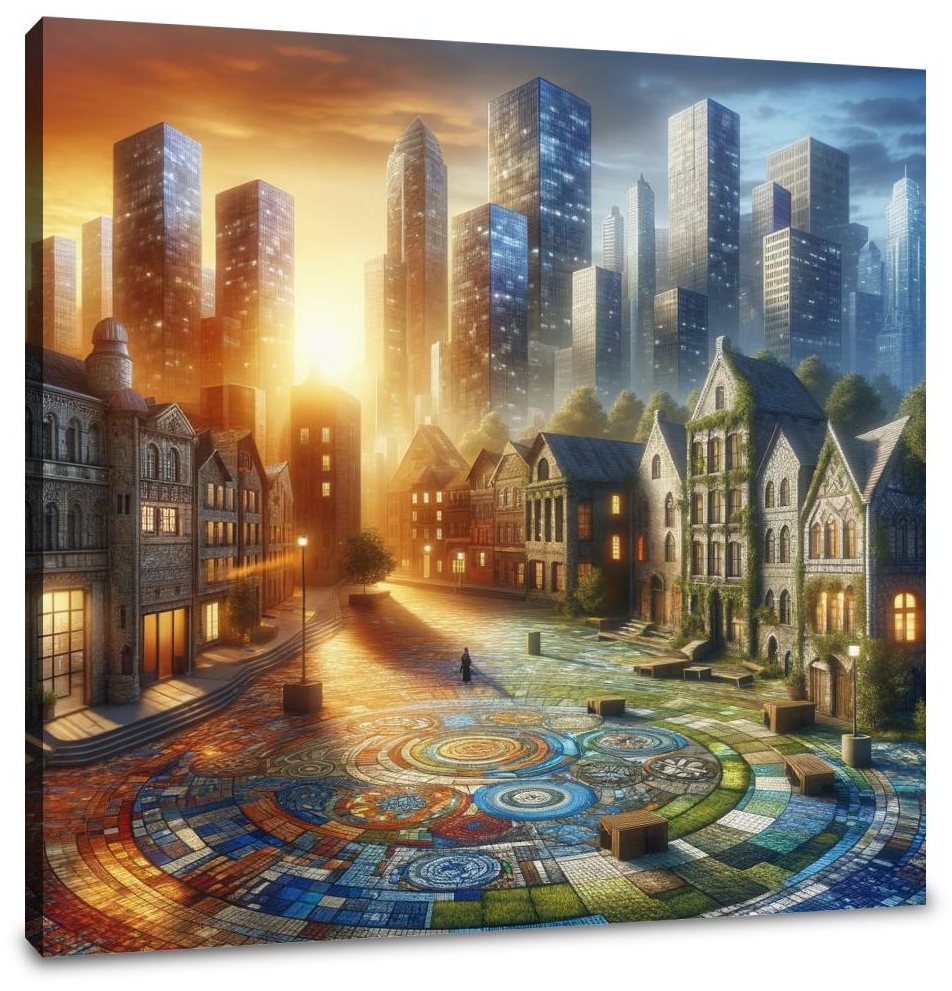 Time Mosaic Square Canvas