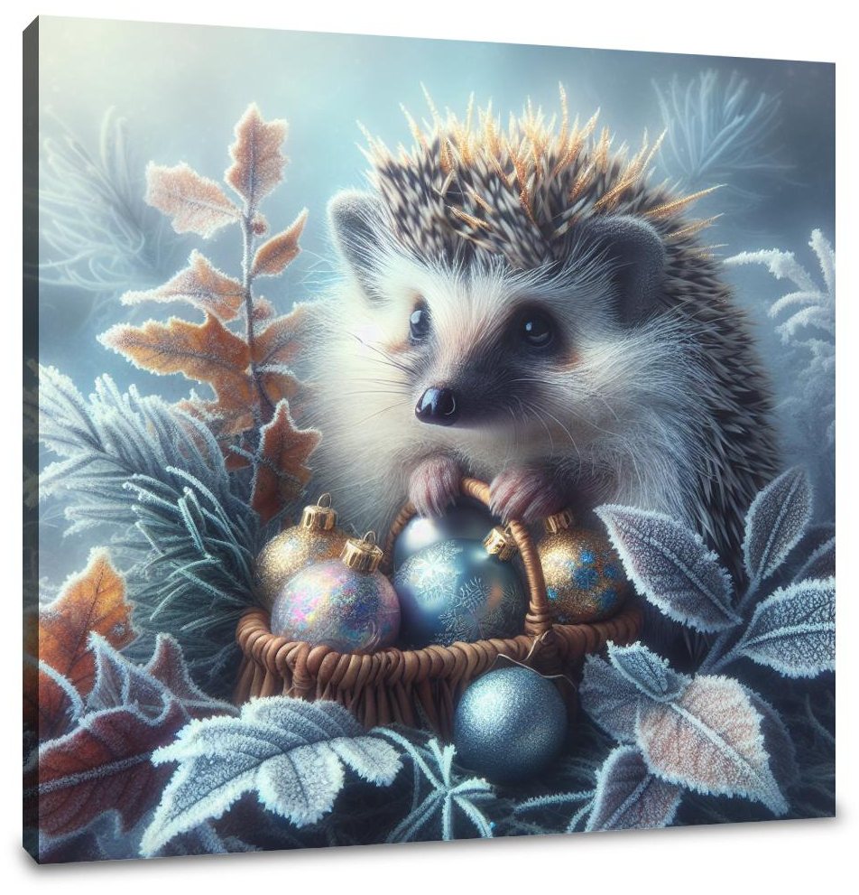 Festive Morning Hedgehog Canvas