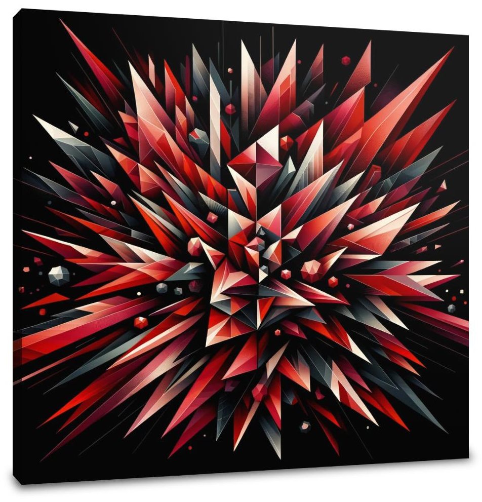 Fiery Embrace: Geometric Passion Canvas