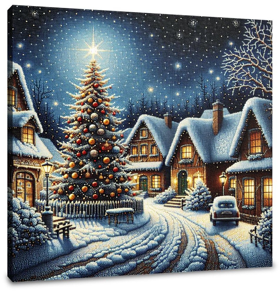 Winter's Melancholy Village Canvas