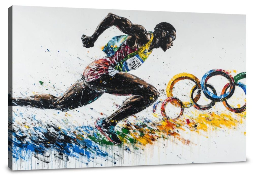 Olympic Runner Graffiti Canvas