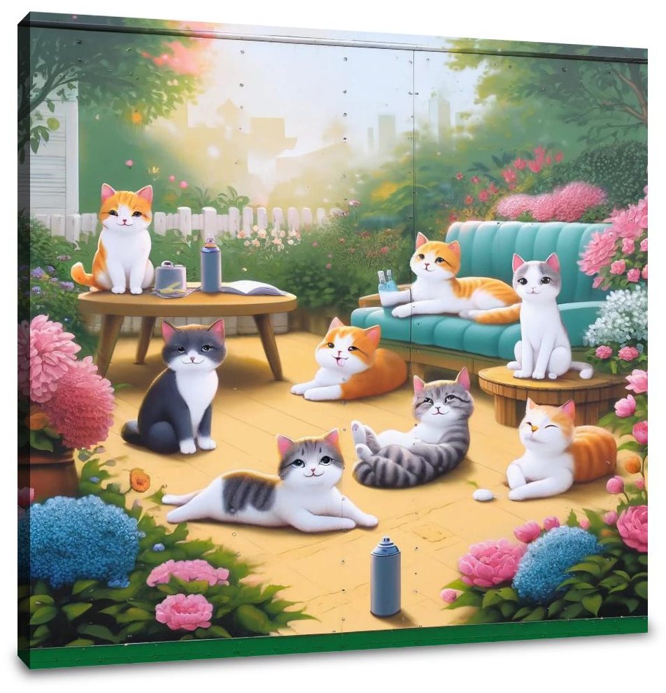 Playful Garden Cats Canvas