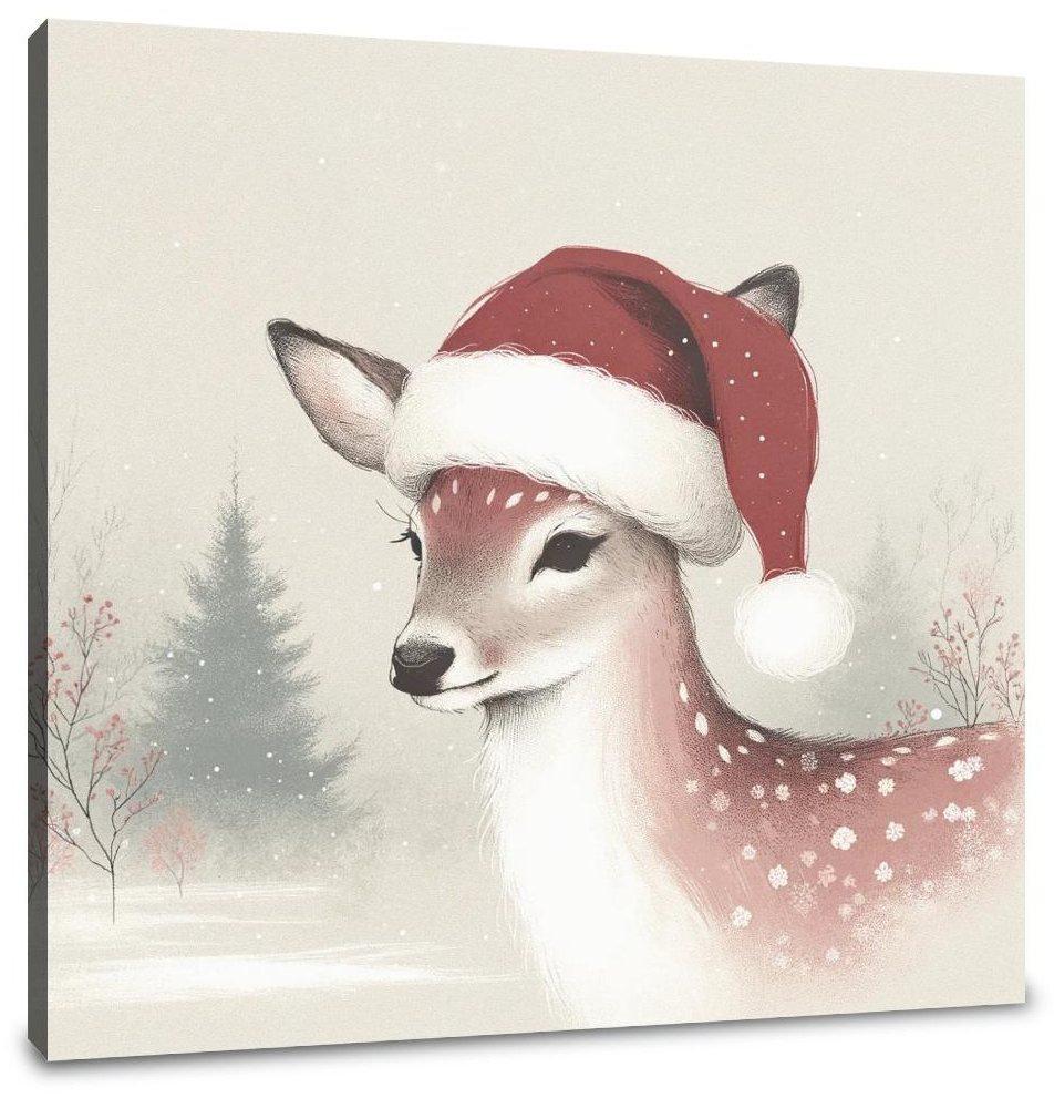 Pastel Holiday Deer Canvas
