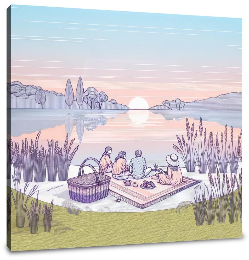Summer Picnic by the Lake Canvas