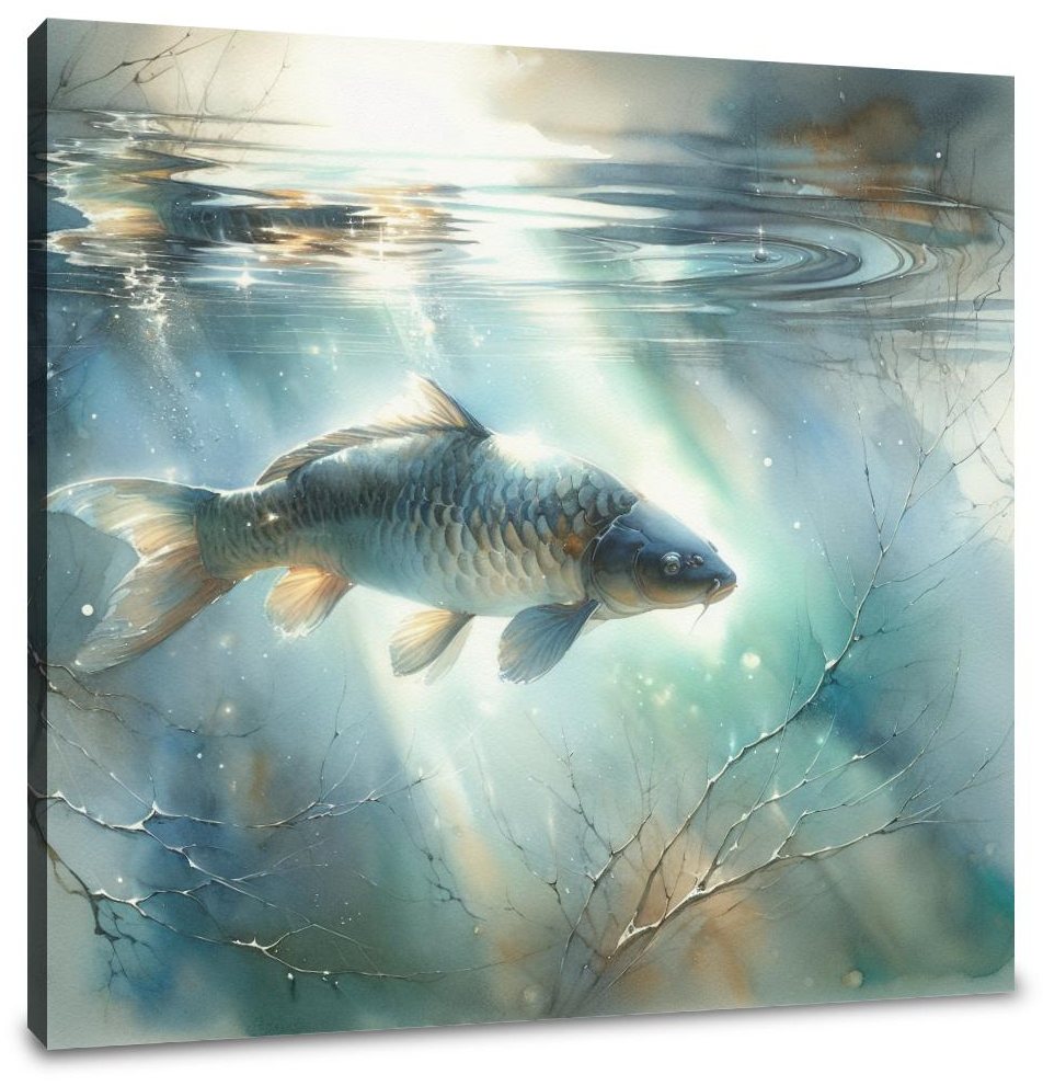 Solitary Carp Reflections Canvas