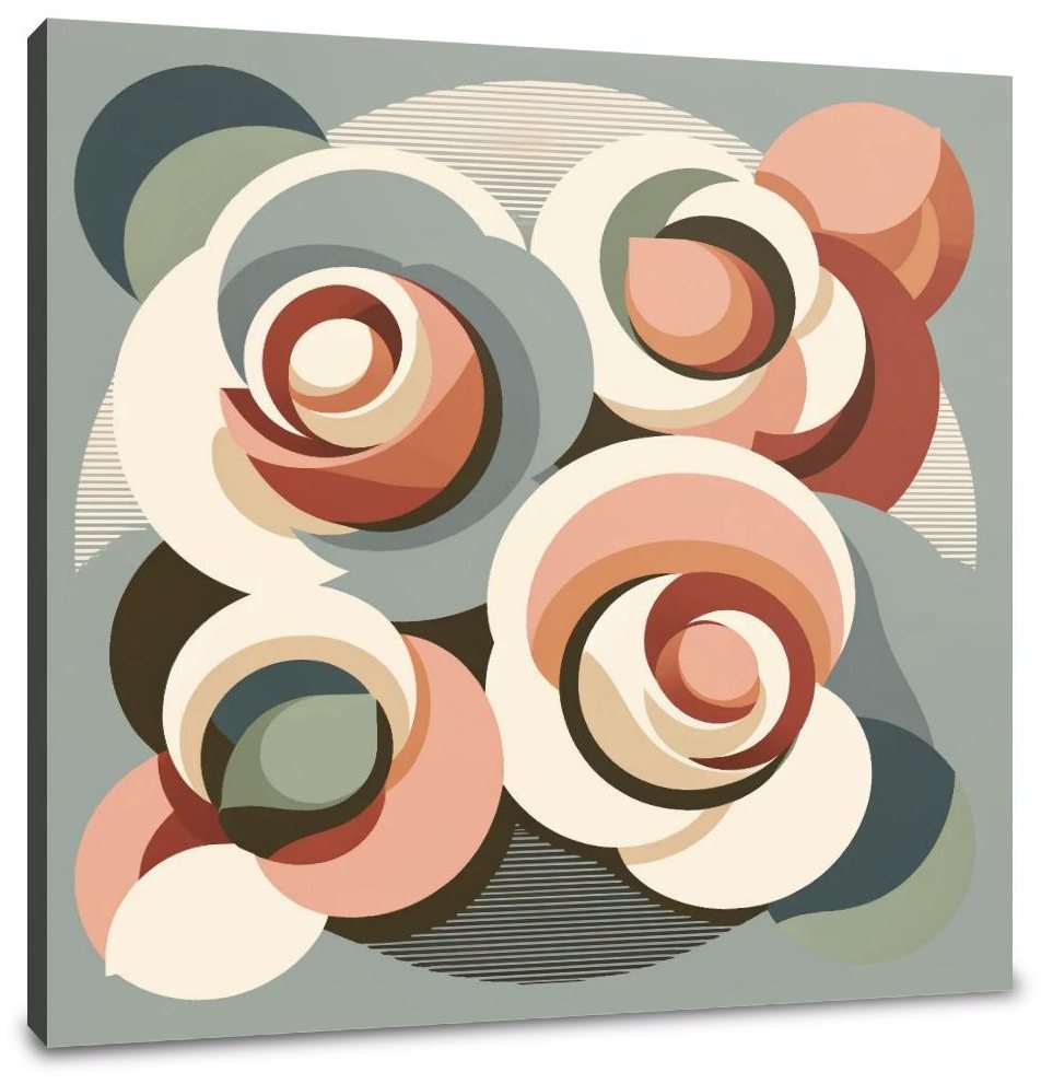 Mid-Century Modern Rose Symphony Canvas