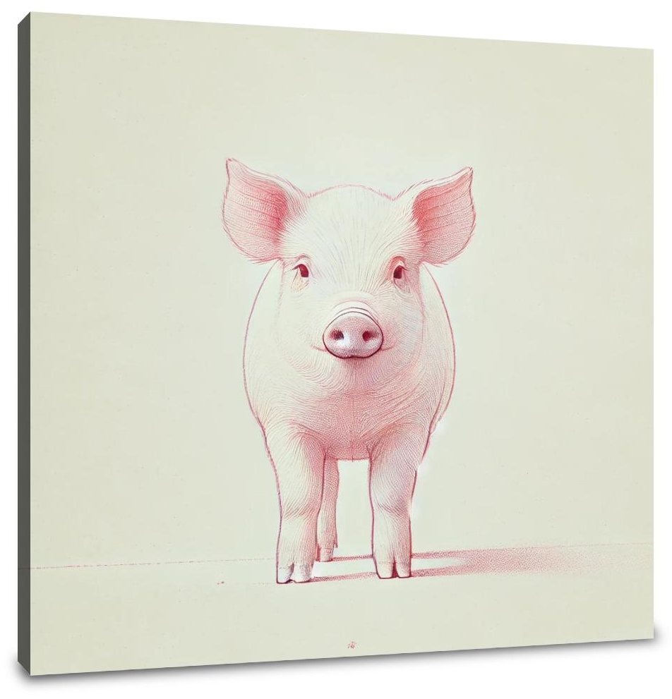 Minimalist Pig Charm Canvas