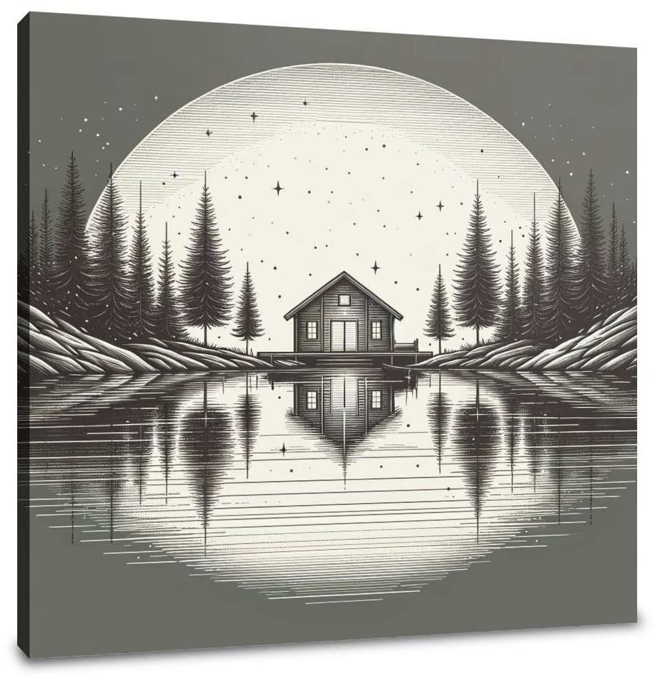 A Peaceful Retreat in Monochrome Canvas
