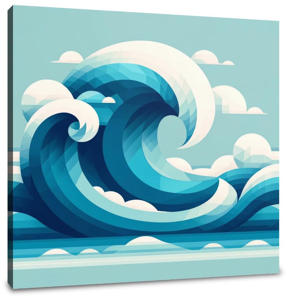Ocean Wave Geometry Canvas