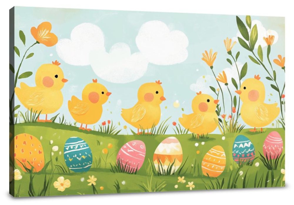 Chick Parade Meadow Canvas