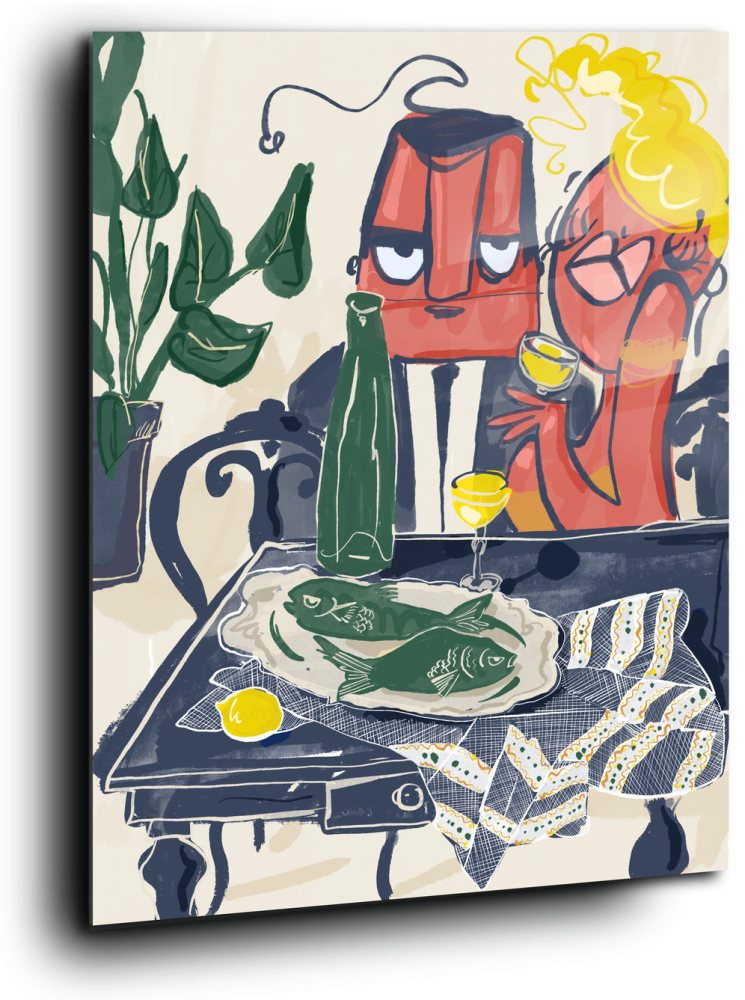 Fish wine and lemons