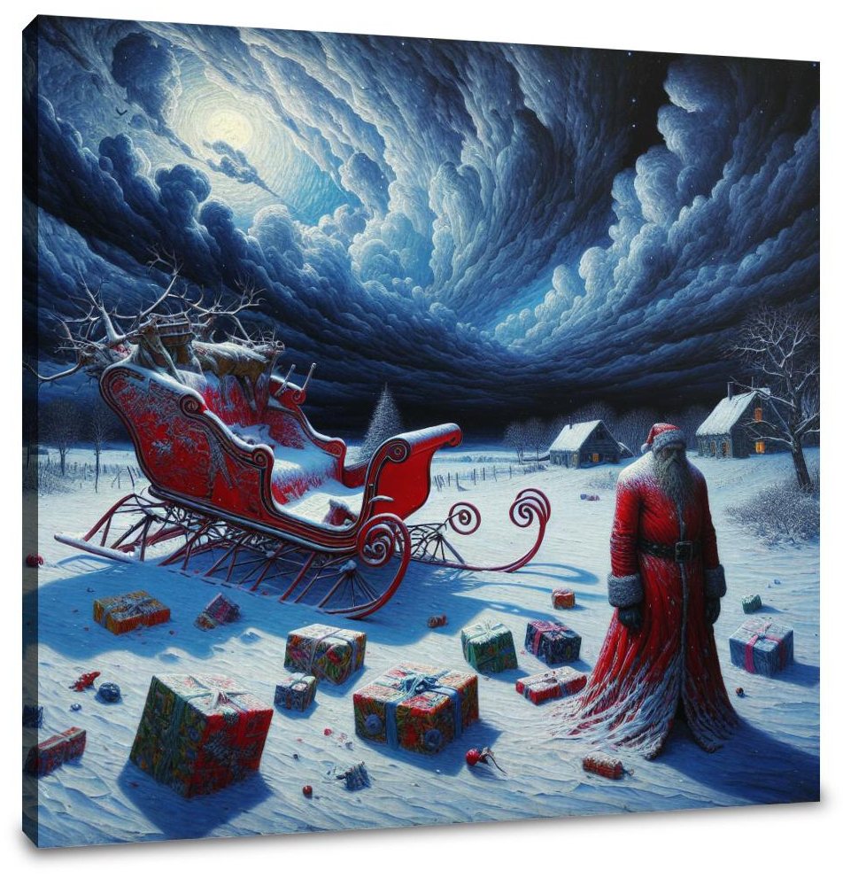 Santa's Somber Nightfall Canvas