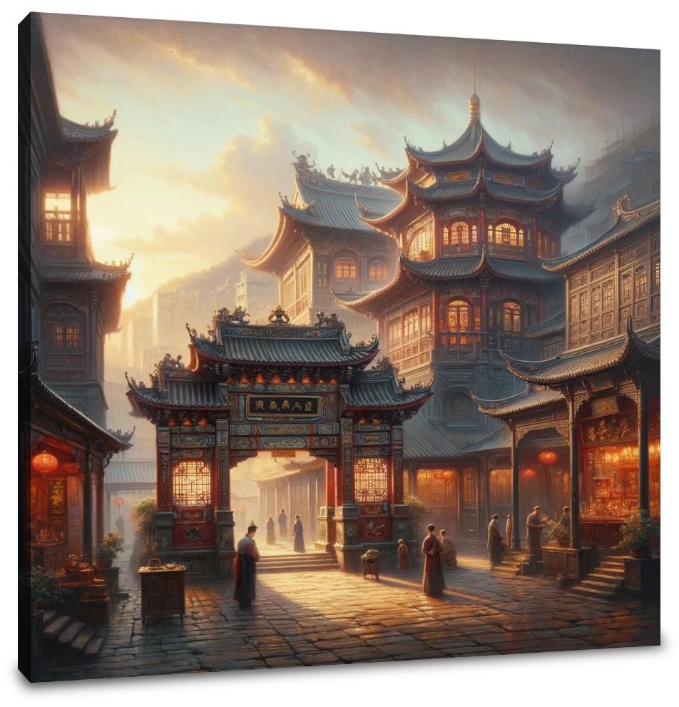 Dawn at Man Mo Temple Canvas