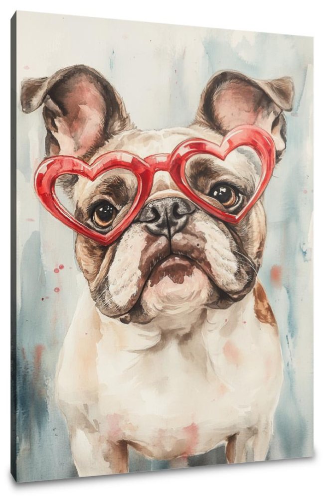 Red-Hearted Bulldog Canvas