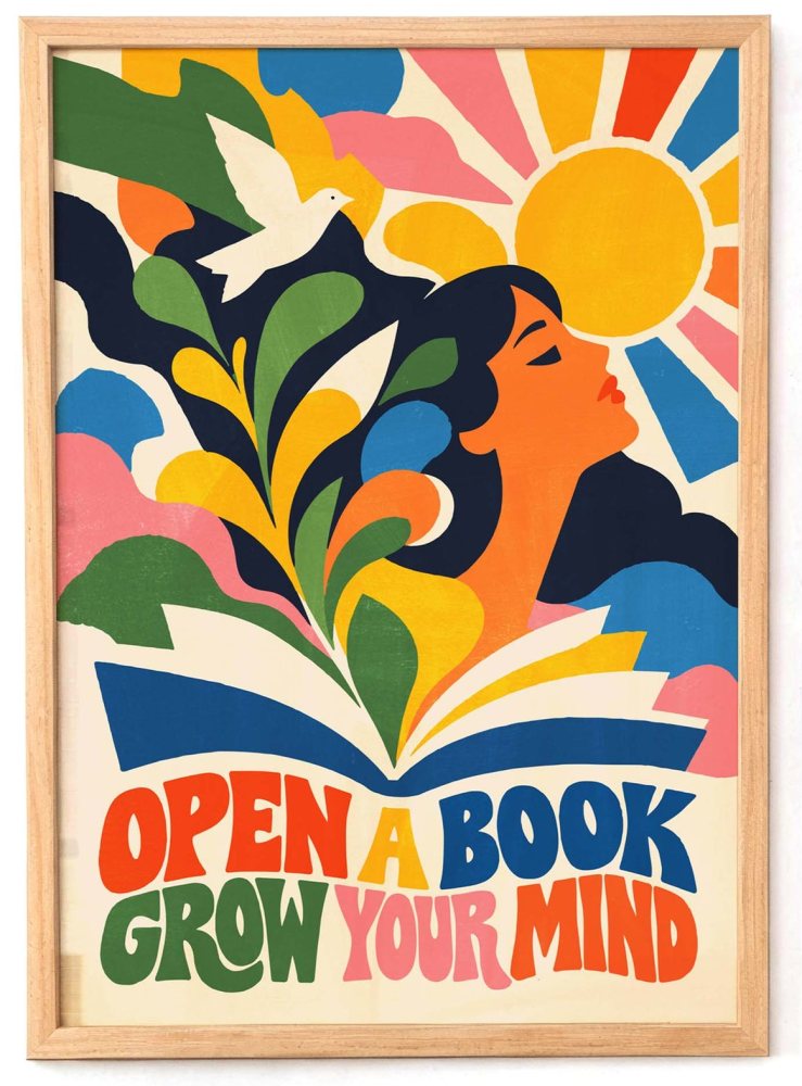Open Book Reading Wall Art Print