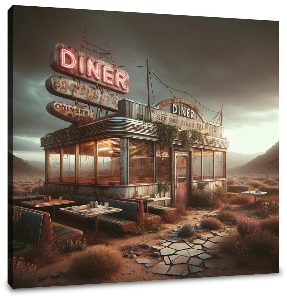 Desolate Diner Delight Canvas