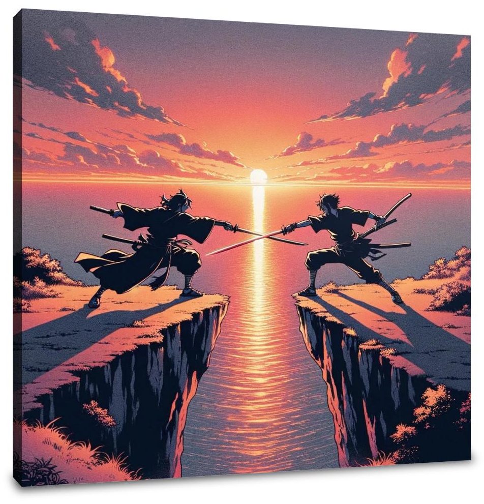 Sunset Sword Duel Canvas