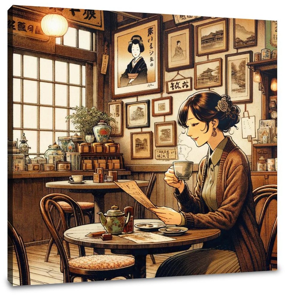 Nostalgic Café Moment Canvas
