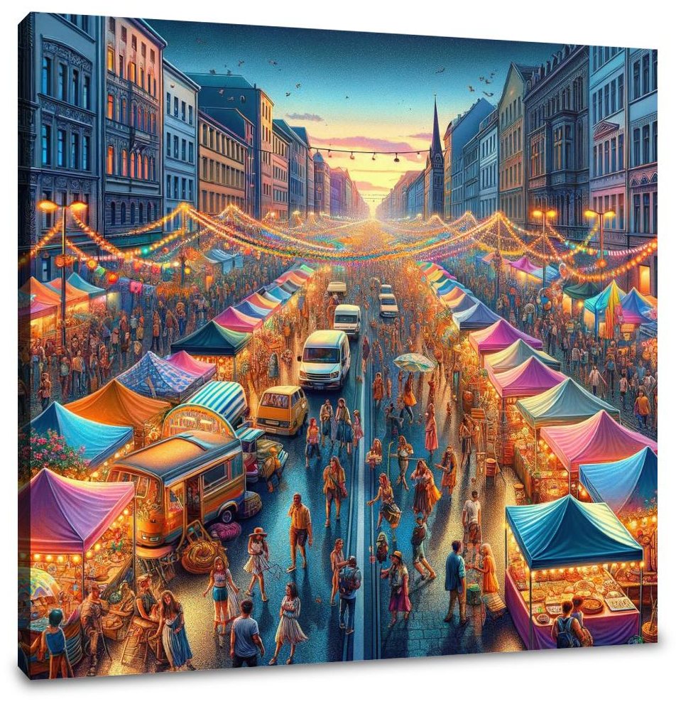 Festival Lights Summer Evening Canvas