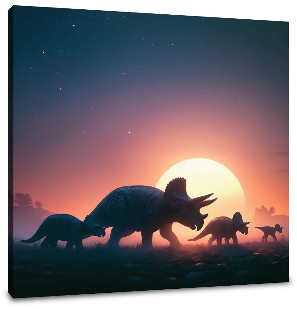 Sunset Journey Triceratops Canvas