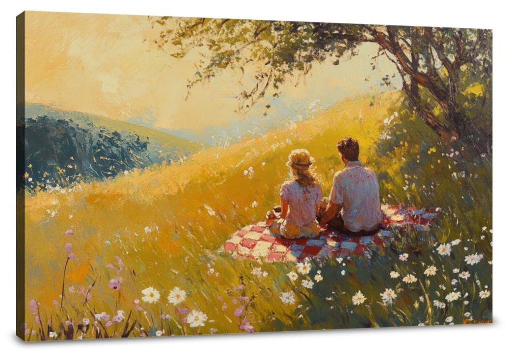 Romantic Meadow Picnic Canvas