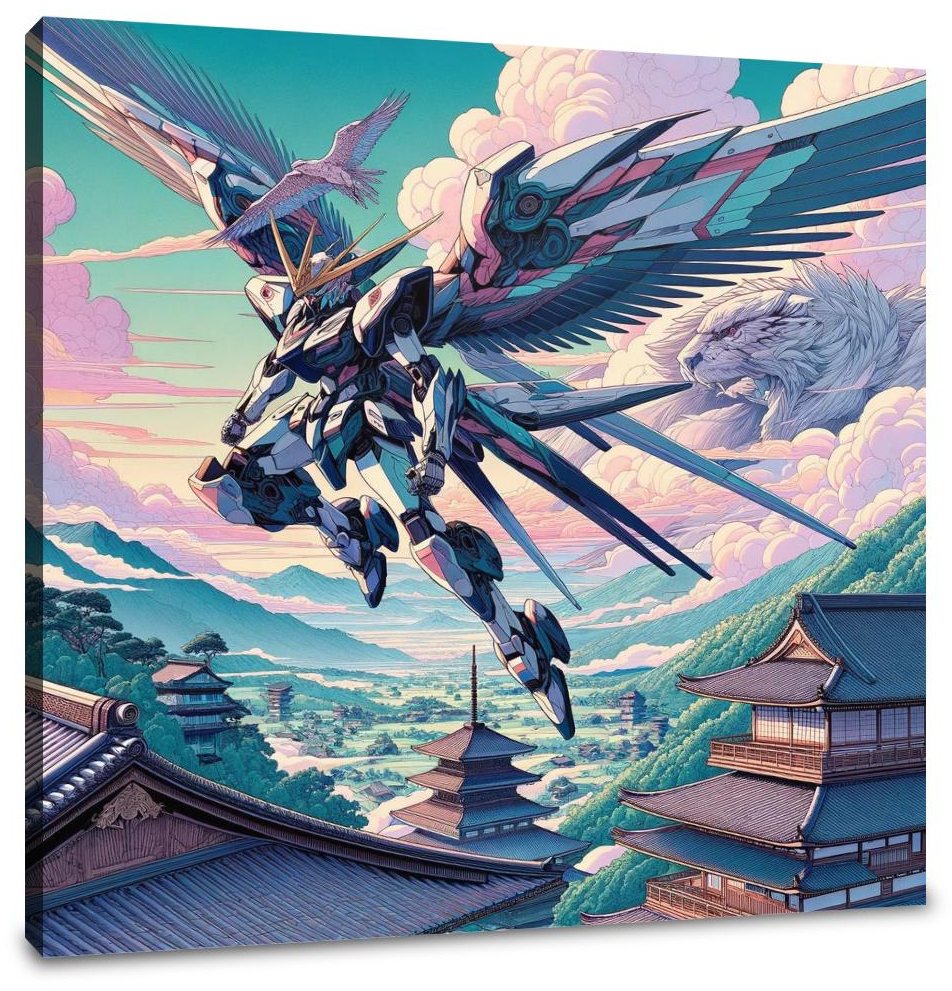 Skybound Mecha Warrior Canvas