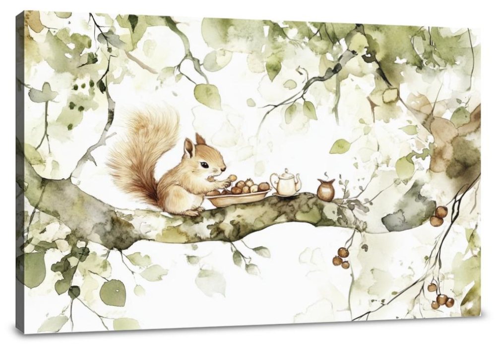 Squirrel's Picnic Canvas