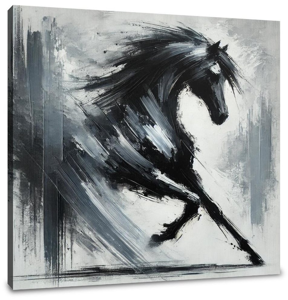 Dynamic Black Horse Canvas