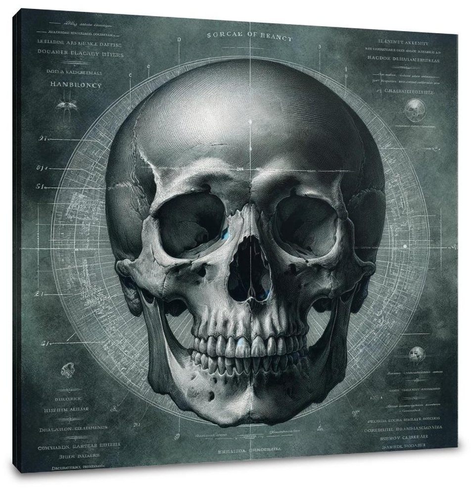 Scientific Illustration Skull Canvas