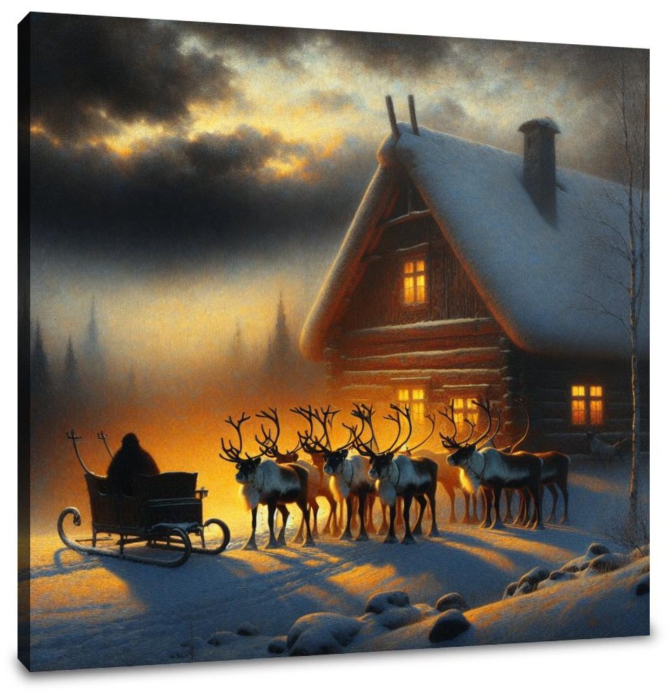 Reindeer Vigil Dusk Canvas