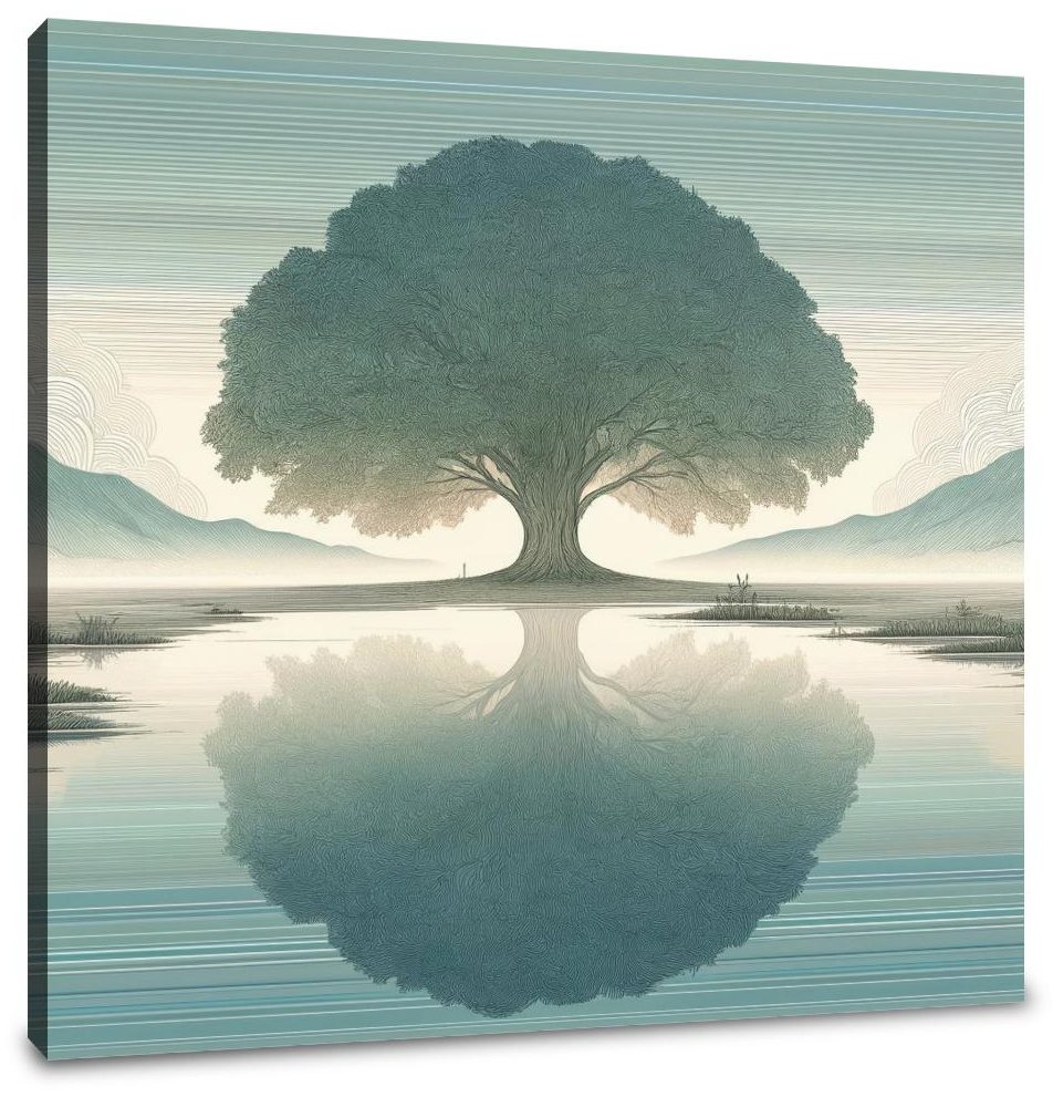 The Lonely Tree on a Misty Morning Canvas