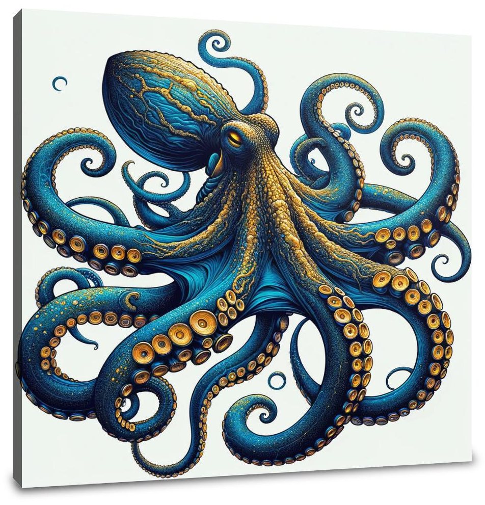 Oceanic Splendour: The Blue Octopus Canvas