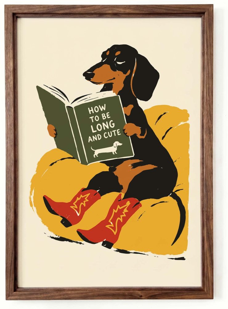 Dachshund Reading Book Poster Print
