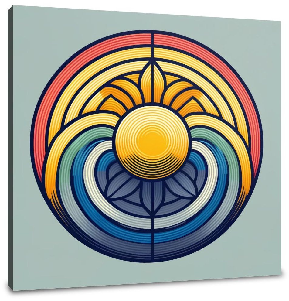 Sun and Rainbow Geometric Canvas