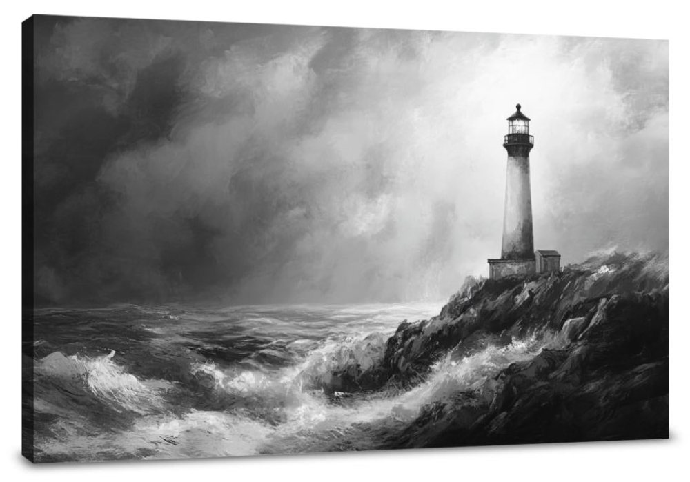 Monochrome Beacon Coast Canvas
