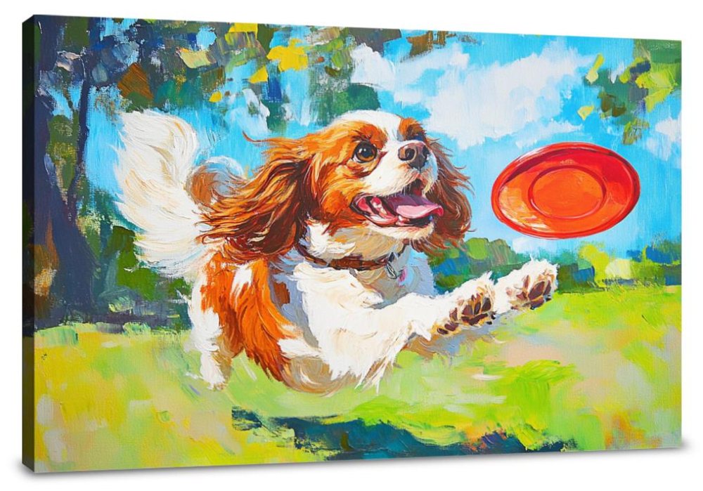 Cavalier's Frisbee Chase Canvas
