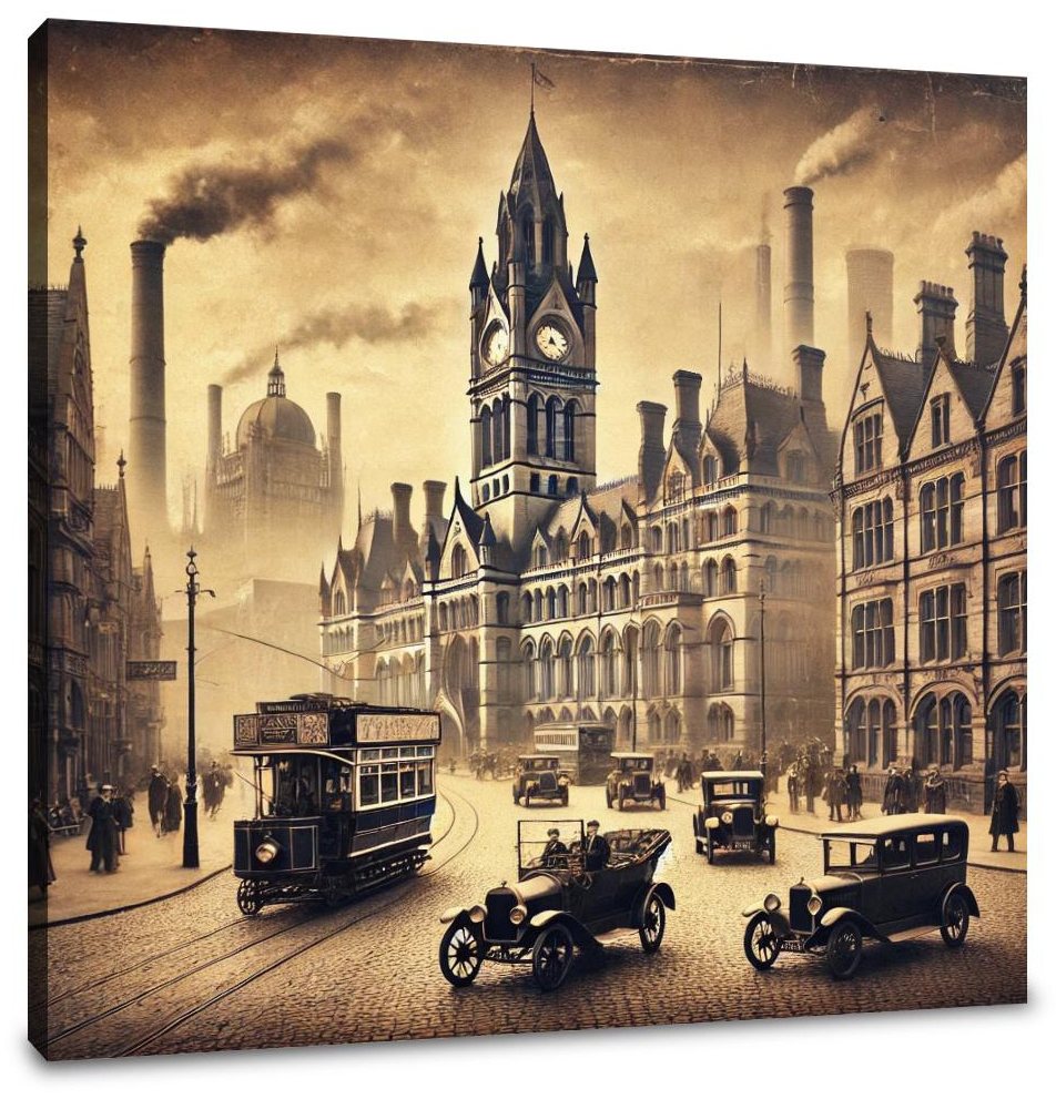 Vintage Manchester Charm Canvas