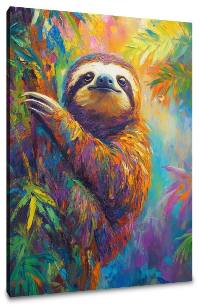 Rainbow Joy Sloth Canvas