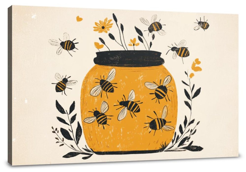 Embroidered Honey Jar Canvas