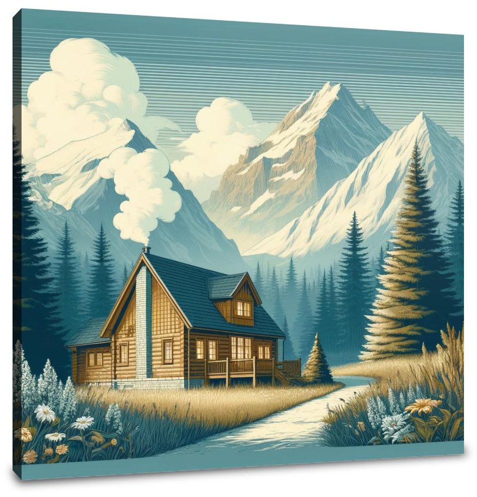 Mountain Cabin Serenity Canvas