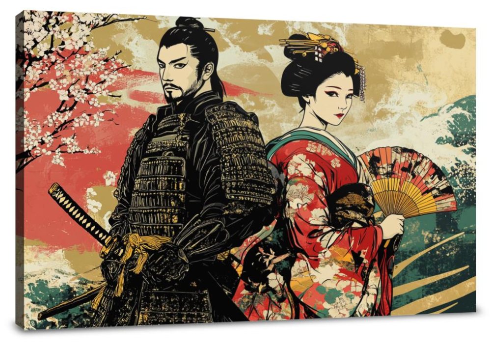 Samurai and Geisha Canvas